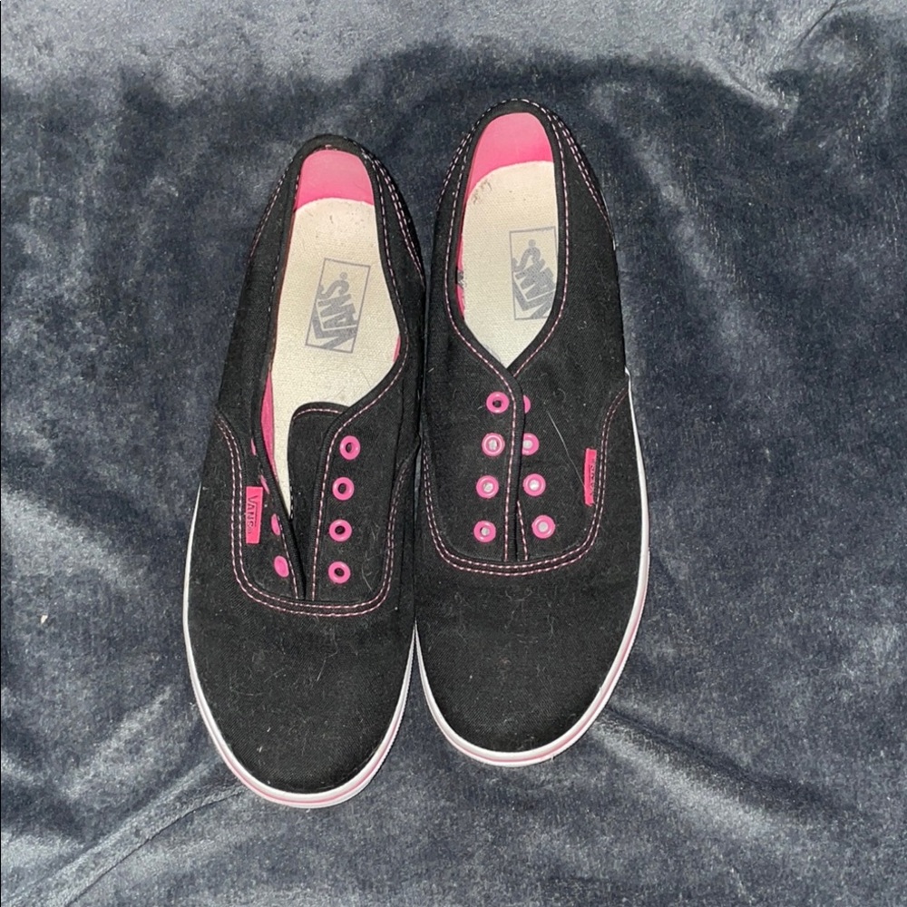 Vans Kids Black and Pink Sneakers